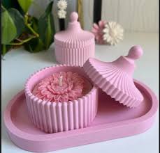 Striped Jar with Lid & Heart Dish Silicone Mold Set