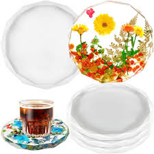 Faceted Coaster Silicone Mold Set – Round & Octagon (4pcs)