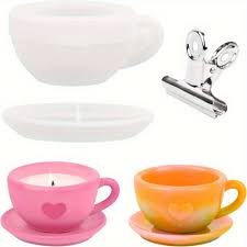 Tea Cup & Saucer Silicone Mold with Heart Detail