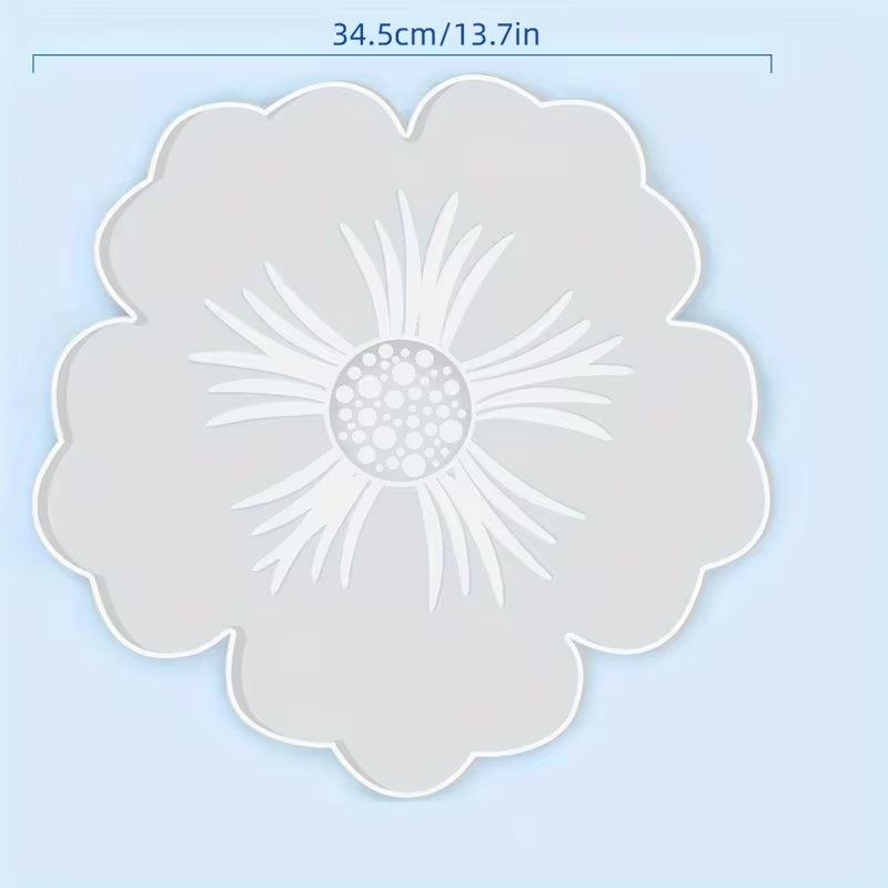 Large Resin Tray Mold And Coaster Molds for Resin Art Casting, Flower Shape Epoxy Resin Casting Molds for DIY, Home Decoration