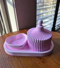 Striped Jar with Lid & Heart Dish Silicone Mold Set