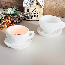 Tea Cup & Saucer Silicone Mold with Heart Detail