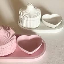 Striped Jar with Lid & Heart Dish Silicone Mold Set